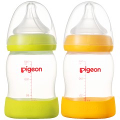 贝亲  pigeon宽口径PP奶瓶160ml 黄色AA81/绿色AA80
