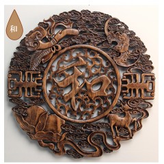 国产  木雕挂件香樟木头雕刻画工艺品中式客厅艺术福字卧室内装饰品