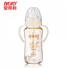 爱得利 宝宝PES奶瓶带手柄吸管自动宽口径330ML奶瓶防胀气AA-301