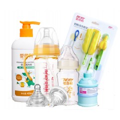 爱得利 奶瓶组合套装宽口径新生儿玻璃150mL婴儿塑料奶瓶240mL耐摔