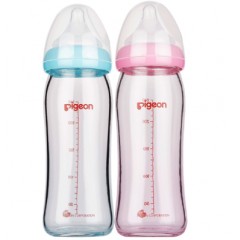 贝亲  硅胶护层宽口径玻璃奶瓶240ml配M/L号奶嘴