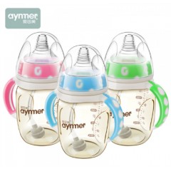 爱因美 ppsu奶瓶新生婴儿奶瓶宽口径带吸管手柄 塑料宝宝奶瓶耐摔