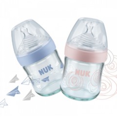 NUK 自然母感120ml宽口玻璃奶瓶带初生型0-6个月S号或M号