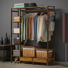 木马人 简易衣帽架实木卧室挂衣架柜子落地衣服包置物家用简约现代