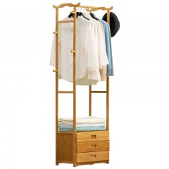 木马人 简易衣帽架实木卧室挂衣架柜子落地衣服包置物家用简约现代