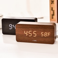 得力 学生用创意小闹钟卧室静音夜光简约数字电子床头时钟智能桌面