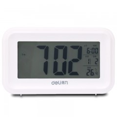 得力 8801多功能电子钟触摸光控感应夜光懒人贪睡闹钟创意床头闹钟