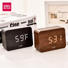 得力  学生创意小闹钟多功能卧室静音夜光简约智能数字电子床头时钟