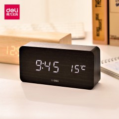 得力  学生创意小闹钟多功能卧室静音夜光简约智能数字电子床头时钟