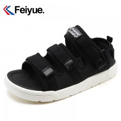 feiyue/飞跃 凉鞋女夏季新款魔术贴百搭沙滩镂空平底鞋厚底休闲鞋
