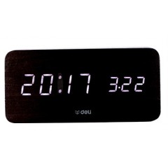 得力  学生创意小闹钟多功能卧室静音夜光简约智能数字电子床头时钟