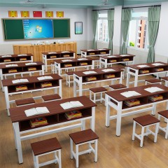 国产 课桌椅双层带抽屉双人书桌 120*40*74