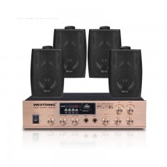 威斯汀 WESTDING 8080组合 背景音乐公共广播会议壁挂音箱功放套装 定压功放 大功率功放机 一拖四 黑色