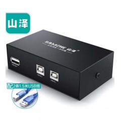 ☆山泽 SAMZHE USB打印机共享器 2进1出2口USB手动切换器 多台电 TECLAST 脑共用打印机 二进一出 免驱BL-202W