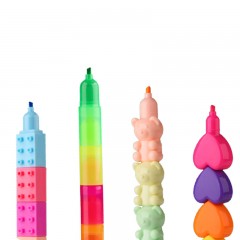 递乐 3329 可爱造型多节荧光笔 6色/组 （单位：组）