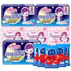 七度空间 少女系列16包组合卫生巾姨妈巾纯棉日用+夜用+10包湿巾（单位：组）