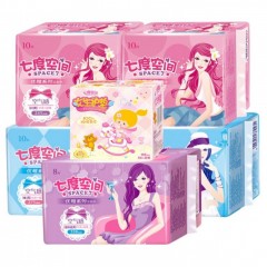 七度空间 6包优雅系列卫生巾姨妈巾纯棉超薄日用+夜用+护垫组合
