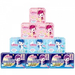 七度空间 卫生巾纯棉超薄日用夜用绵柔姨妈巾护垫11包72片