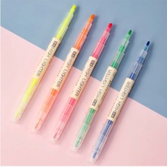 齐心(Comix)-HP9105-双头荧光笔重点标记笔手帐笔水性记号笔线幅(0.8-3.4mm)- 5支/盒- 5色-单位：盒-起订量3袋