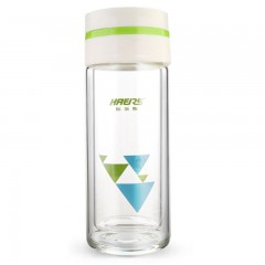 哈尔斯 双层玻璃水杯子便携创意口杯带过滤网透明办公玻璃杯300ML  LBL-300L-1