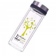 哈尔斯 玻璃杯创意双层带盖过滤花茶杯 便携男女士玻璃水杯透明杯  281-260