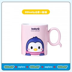 顺祥QQIP联名款马克杯办公室创意喝水陶瓷杯子可爱企鹅咖啡杯情侣杯早餐杯茶杯男女 企鹅粉色340ml*1 单位：个 3个起订