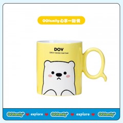 顺祥QQIP联名款马克杯办公室创意喝水陶瓷杯子可爱企鹅咖啡杯情侣杯早餐杯茶杯男女 呆萌熊黄色340ml*1 单位：个 3个起订