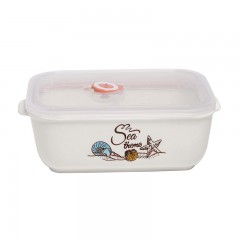 顺祥 双格饭盒耐热北欧便当盒分格分隔长方形陶瓷饭盒微波炉保鲜碗饭盒带盖密封碗双隔饭碗 新希望860ML 单位：个