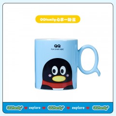 顺祥QQIP联名款马克杯办公室创意喝水陶瓷杯子可爱企鹅咖啡杯情侣杯早餐杯茶杯男女 Q宠蓝色340ml*1 单位：个  3个起订
