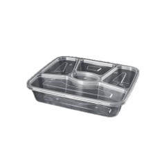 特美居 一次性饭盒 四格五格外卖塑料快餐盒吸塑长方形带盖分格饭盒5格1000ml*150套 （其它） 单位：套