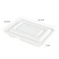 特美居一次性饭盒四格餐盒可降解非塑料加厚打包盒带盖50套装1000ml微波 单位：箱