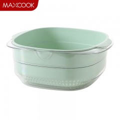 美厨（maxcook）洗菜篮沥水篮 塑料双层洗菜盆盆筛盆子滤水篮1盆1筛 绿小MCPJ4567 单位：个