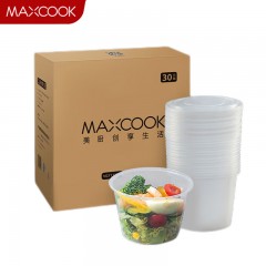 美厨（maxcook）一次性饭盒打包盒2000ml带盖30只装圆形 塑料快餐外卖盒 MCFT1314 单位：箱