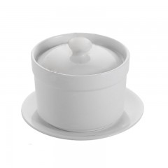 富诚行（FU CHENG HANG ） 陶瓷炖盅 陶瓷碗带盖FCH-DZ101/FCH-DZ102 4.5英寸纯白款（配碟） 单位：个