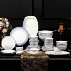 顺祥陶瓷碗盘餐具中式碗碟套装家用高温釉下彩碗筷整套乔迁盘子碗具 山色印象10人食56件套礼盒装 单位：套