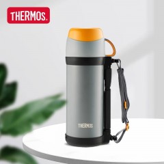 膳魔师（THERMOS）保温壶户外露营便携大容量不锈钢保温瓶旅行水壶暖壶FFW-1000 迷雾灰 1000ml 配背带 单位：个